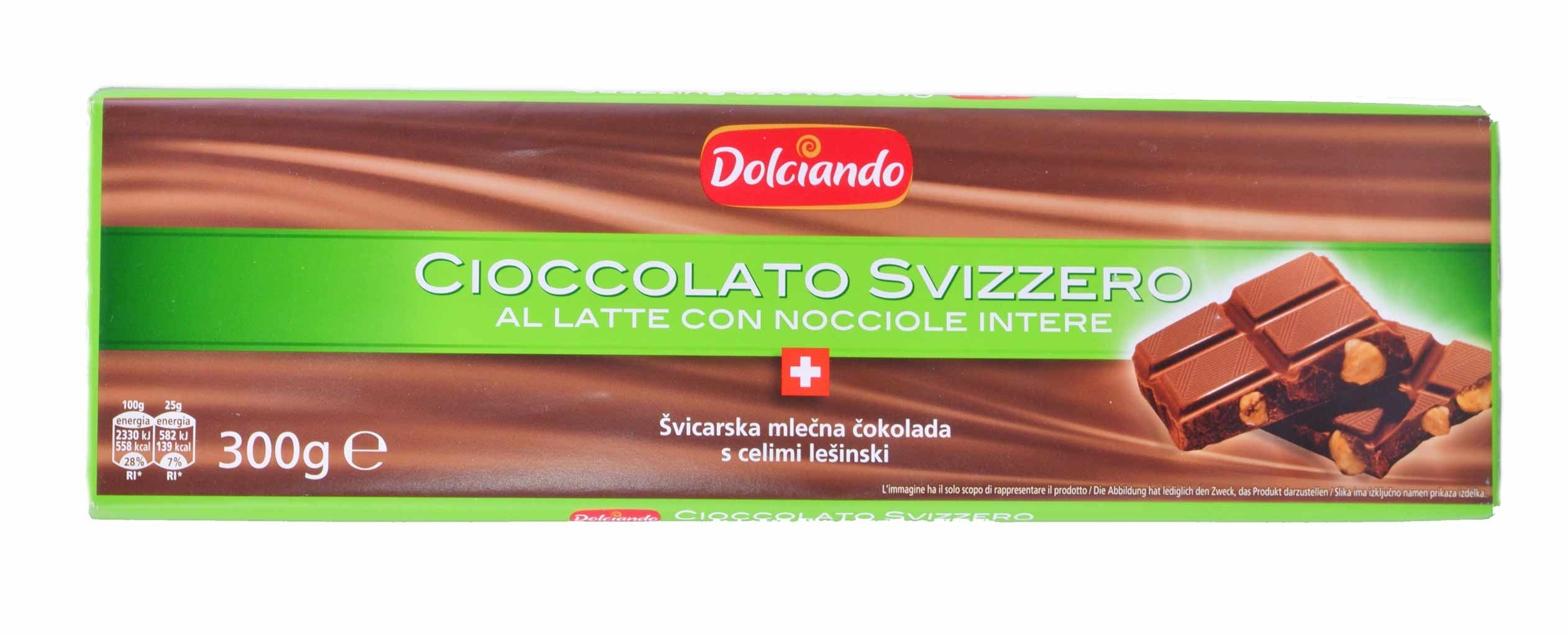 Шоколад Dolciando Cioccolato Svizzero с целым фундуком 300г