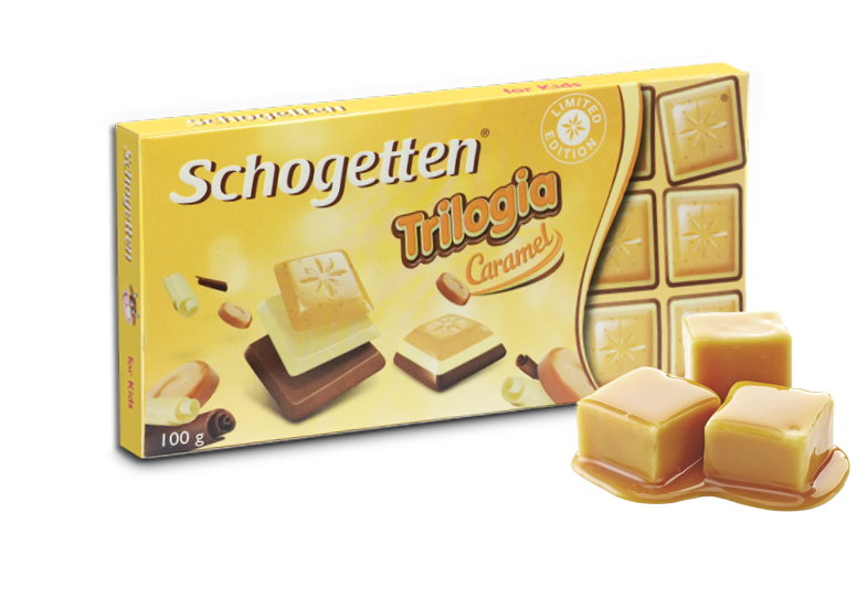 Шоколад Schogetten Trilogia Caramel Трилогия Карамель 100г