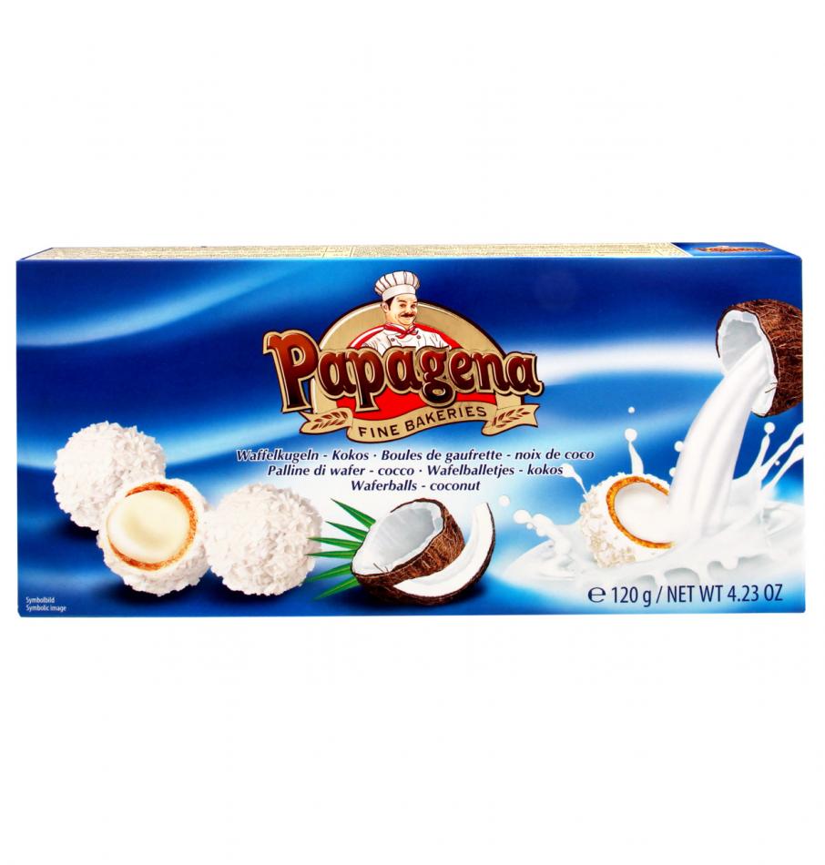 Вафельные конфеты с кокосовой начинкой Papagena 120г, Австрия
